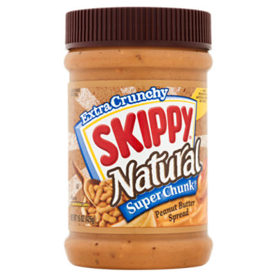 Skippy Natural Super Chunk Extra Crunchy Peanut Butter Spread, 15 oz