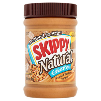 Skippy Natural Creamy Peanut Butter Spread, 15 oz