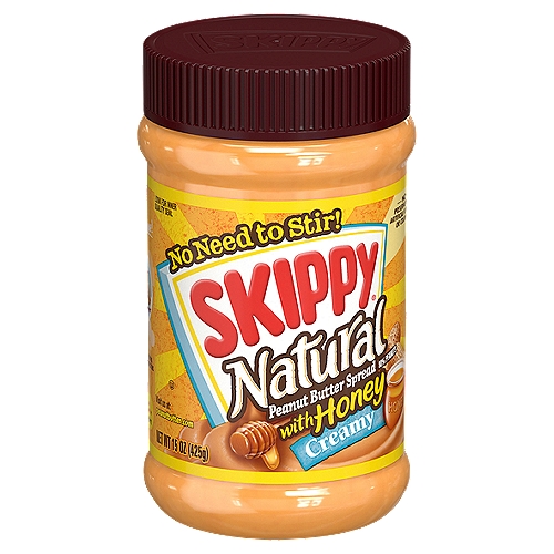 Skippy Natural Creamy Peanut Butter Spread with Honey, 15 oz