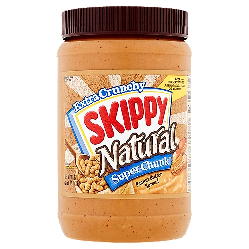 Skippy Natural Super Chunk Extra Crunchy Peanut Butter Spread, 40 oz