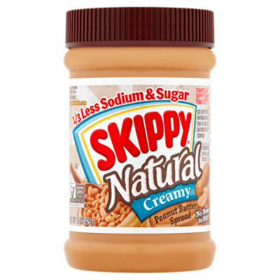 Skippy Natural Creamy Peanut Butter Spread, 15 oz