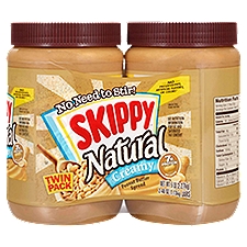Skippy Natural Creamy Peanut Butter Spread Twin Pack, 40 oz, 2 count