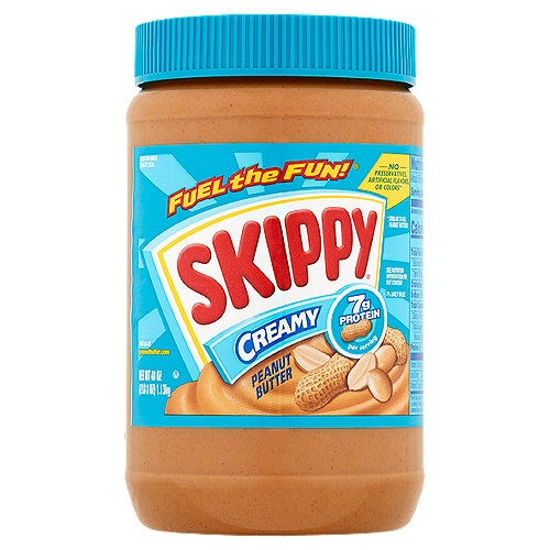 Skippy Creamy Peanut Butter, 40 oz
No preservatives, artificial flavors, or colors*
* Similar to all peanut butters