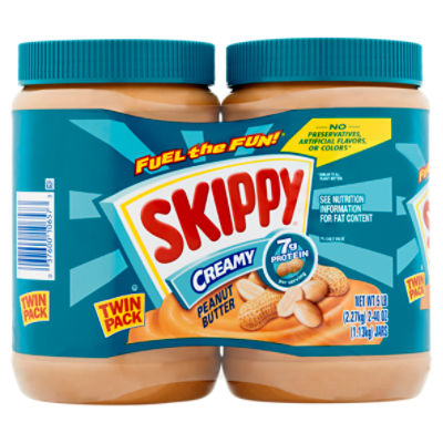 Skippy Creamy Peanut Butter Twin Pack, 40 oz, 2 count