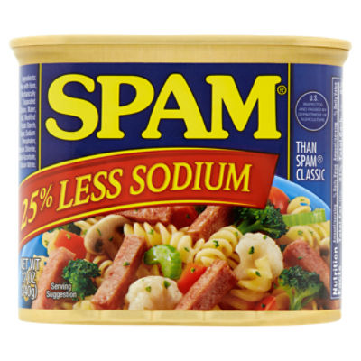 Spam Less Sodium Canned Cooked Meat, 12 oz