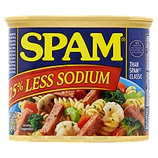 Spam Less Sodium Canned Cooked Meat, 12 oz