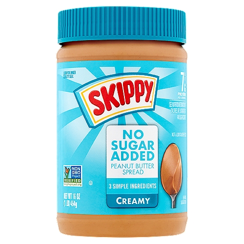 Skippy No Sugar Added Creamy Peanut Butter Spread, 16 oz