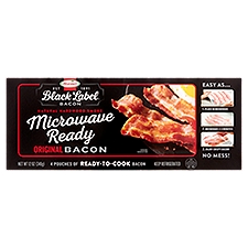 Hormel Black Label Natural Hardwood Smoke Microwave Ready Original Bacon, 4 count, 12 oz, 12 Ounce