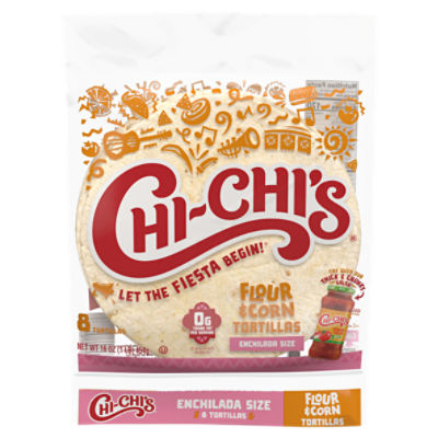 Chi-Chi's Enchilada Size Flour & Corn Tortillas, 8 count, 16 oz, 16 Ounce