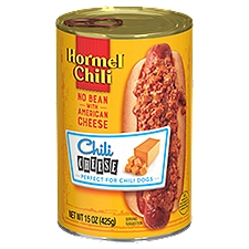 Hormel Chili No Bean with American Cheese, Chili, 15 Ounce
