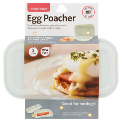 1* 2 Cup Microwave Egg Poacher, White, Poached Egg Maker Microwave
