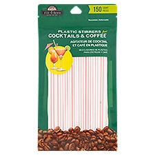 Fill 'n Brew Plastic Stirrers for Cocktails & Coffee, 150 count, 100 Each