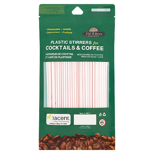 Fill 'n Brew Plastic Stirrers for Cocktails & Coffee, 150 count