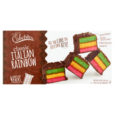 The Original Cakebites Classic Italian Rainbow Cake, 2 oz, 4 count