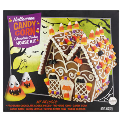 Cookies United Halloween Candy Corn Chocolate Cookie House Kit, 26 oz