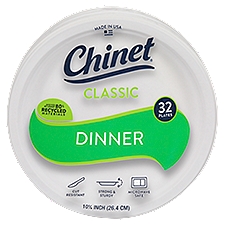 Chinet Classic White Dinner, Paper Plates, 32 Each