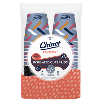 Chinet 12 oz Comfort Insulated Cups & Lids, 26 count