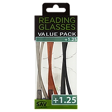 SAV Eyewear +1.25 Reading Glasses Value Pack, 3 count