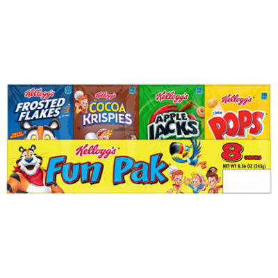 Kellogg's Fun Pak Variety Pack Cold Breakfast Cereal, 8.56 oz, 8 Count