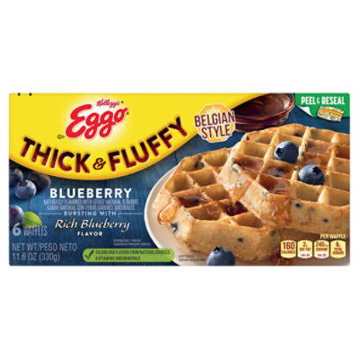 Eggo Thick and Fluffy Blueberry Frozen Waffles, 11.6 oz, 6 Count