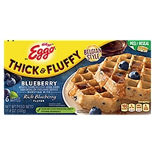 Eggo Thick & Fluffy Waffles, Belgian Style Blueberry, 11.6 Ounce
