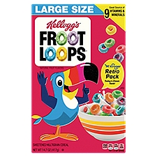 Kellogg's Froot Loops Breakfast Cereal, Fruit Flavored, Original, 14.7oz, 1 Box