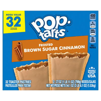 Pop-Tarts Frosted Brown Sugar Cinnamon Toaster Pastries Mega Value, 27 oz, 32 count