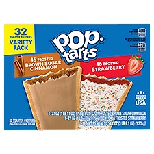 Pop-Tarts Frosted Brown Sugar Cinnamon, Strawberry Toaster Pastries Variety Pack, 32 count, 54.1 oz
