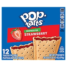 Pop-Tarts Toaster Pastries Unfrosted Strawberry, 12 Each