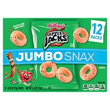 Kellogg's Apple Jacks Jumbo Snax Cereal Jumbo Size, 0.45 oz, 12 count