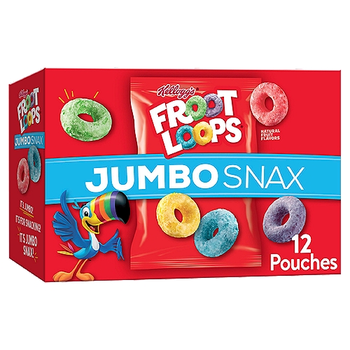 Kellogg's Froot Loops Jumbo Snax Original Cereal Snacks, 5.4 oz, 12 Count