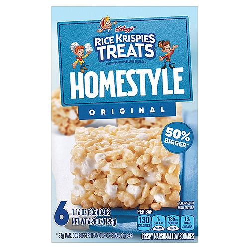 Rice Krispies Treats Homestyle Original Crispy Marshmallow Squares, 6.98 oz, 6 Count