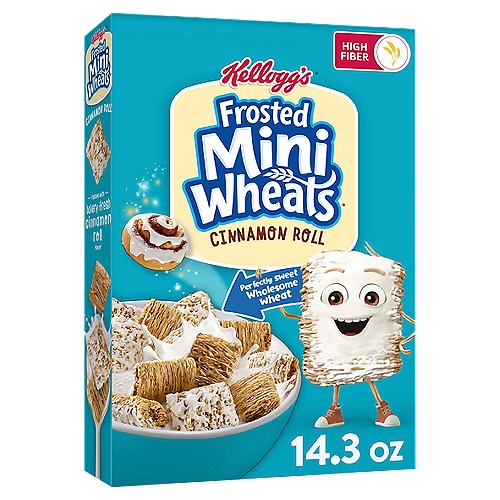 Kellogg's Frosted Mini-Wheats Cinnamon Roll Cold Breakfast Cereal, 14.3 oz