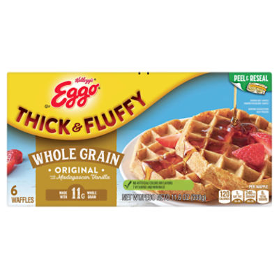 Eggo Thick and Fluffy Original Frozen Waffles, 11.6 oz, 6 Count