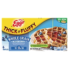 Eggo Thick and Fluffy Frozen Whole Grain Blueberry, Waffles, 6 Each