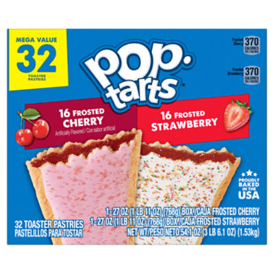 Pop-Tarts Frosted Cherry and Strawberry Toaster Pastries Mega Value, 27 oz, 32 count
