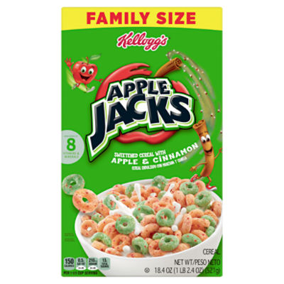 Kellogg's Apple Jacks Sweetened Cereal with Apple & Cinnamon Family Size, 18.4 oz