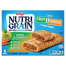 Kellogg's NUTRI GRAIN Apple & Carrot Soft Baked Breakfast Bars, 1.2 oz, 8 count