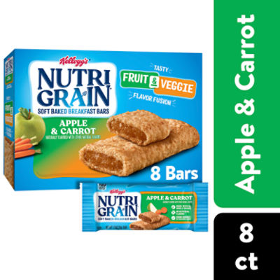 Nutri-Grain Apple and Carrot Soft Baked Breakfast Bars, 9.8 oz, 8 Count, 9.8 Ounce