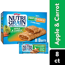 Nutri-Grain Apple and Carrot Soft Baked Breakfast Bars, 9.8 oz, 8 Count, 9.8 Ounce