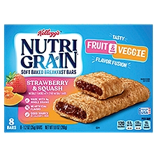 Kellogg's NUTRI GRAIN Strawberry & Squash Soft Baked Breakfast Bars, 1.2 oz, 8 count