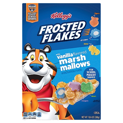 Kellogg's Frosted Flakes Original with Vanilla Flavored Marshmallows Cold Breakfast Cereal, 10.6 oz