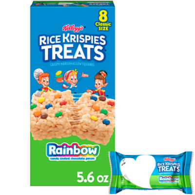 Kellogg's Rice Krispies Treats Rainbow Crispy Marshmallow Squares Classic Size, 0.7 oz, 8 count, 5.6 Ounce