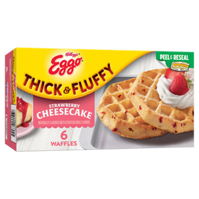 Eggo Thick and Fluffy Strawberry Cheesecake Frozen Waffles, Frozen Breakfast, 6Ct Box