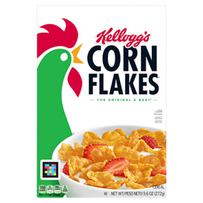 Kellogg's Corn Flakes Original Cold Breakfast Cereal, 8 Vitamins and Minerals, 9.6 oz Box