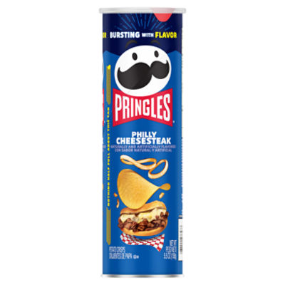 Pringles Philly Cheesesteak Potato Crisps Chips, Lunch Snacks, 5.5 oz Can