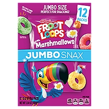 Kellogg's Jumbo Snax Froot Loops with Marshmallows Cereals Jumbo Size, 0.42 oz, 12 count