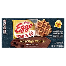 Eggo Chocolate Chip Frozen Liege-Style Waffles, 7.76 oz, 4 Count, 7.76 Ounce