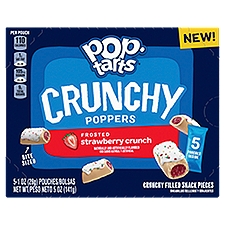 Pop-Tarts Crunchy Poppers Frosted Strawberry Crunch Crunchy Filled Snack Pieces, 5 oz, 5 Count