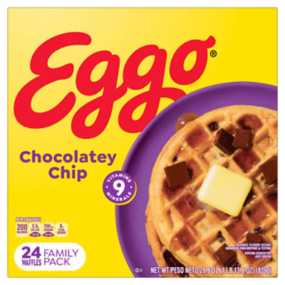 Eggo Chocolatey Chip Frozen Waffles, 29.6 oz, 24 Count
